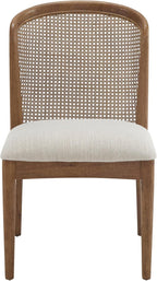 Christopher Knight Home Lilia Dining Chairs Set of 2, Modern Dining Chair with Fabric Upholstery, Rubberwood Frame Kitchen Chairs with Cane Webbing, Extra Seat for Dining Room, Beige + Walnut