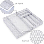 WuGeShop Expandable Office Drawer Organizer, 6 to 7 Compartments Adjustable Mesh Desk Drawer Organizer, Good Desk Organizer for Office Supplies and Art Supplies