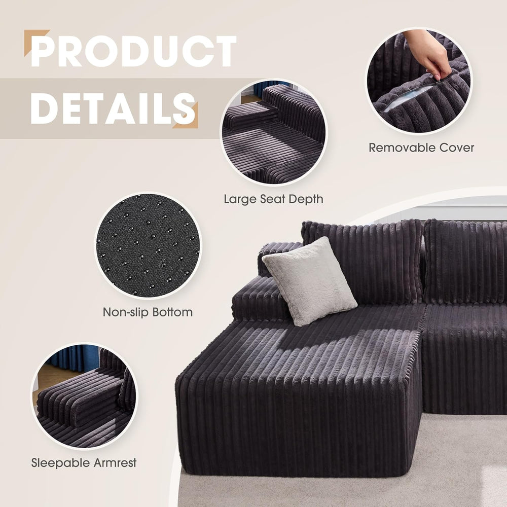 Hobestluk Couch Modular Sectional Sofa L-Shape Lounge Cloud Couch