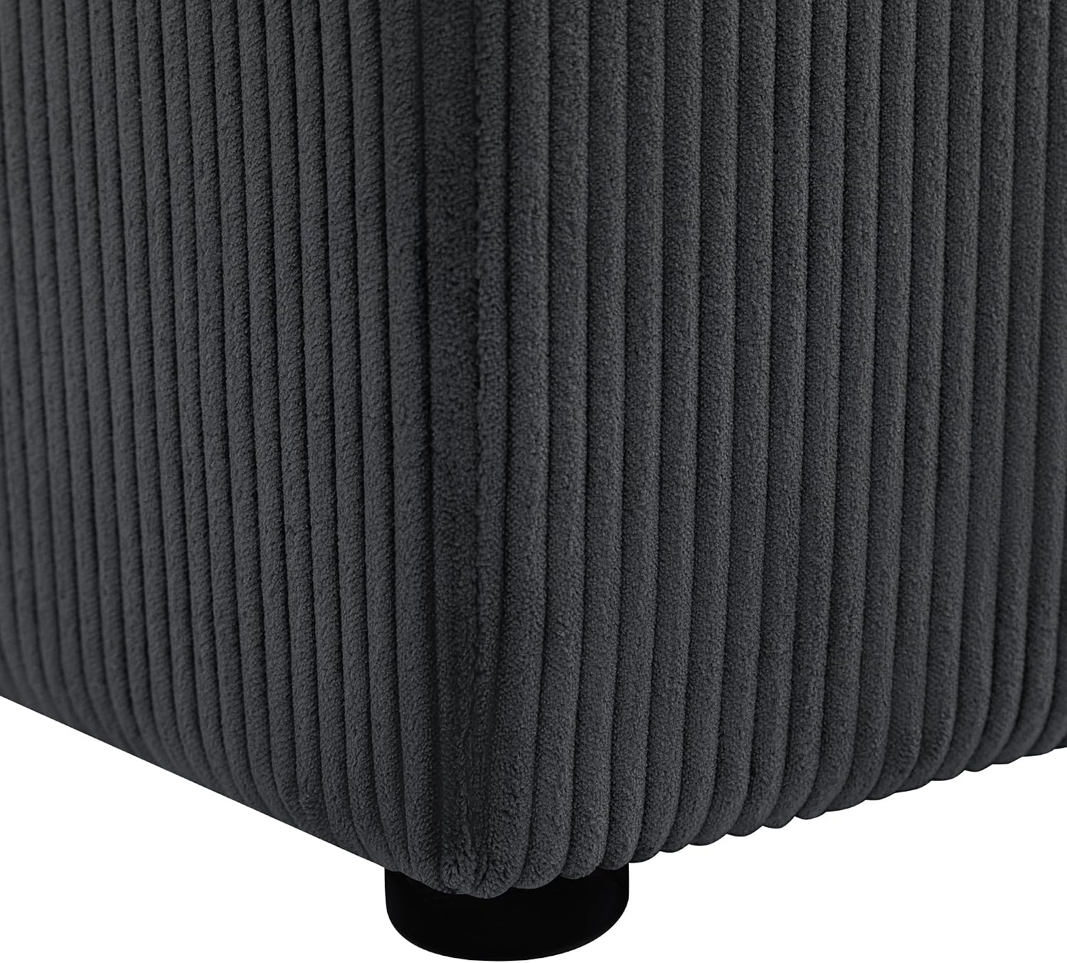 Adeco 17" Corduroy Storage Ottoman with Reversible Tray Lid, Modern Square Footstool for Living Room, RV & Dorm, Sturdy 355lbs Capacity Coffee Table & Side Table, Gray