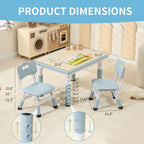 Hulaibit Toddler Table and 2 Chairs, Height-Adjustable Kids Table and Chairs Set, 31.5''L x 23.6''W Children Activity Table for Boys and Girls Aged 3-8