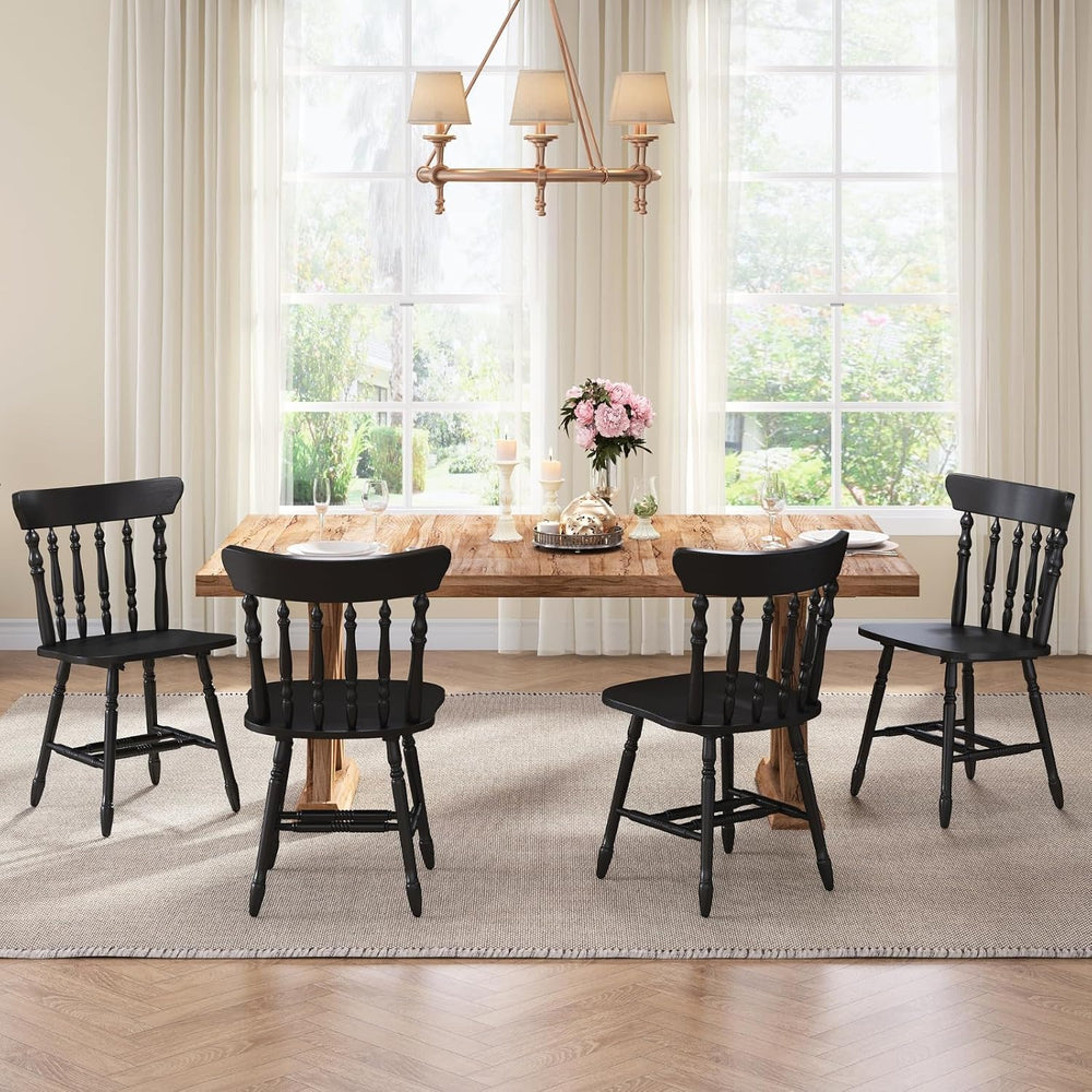 chairus Vintage Black Dining Chairs Set of 6, Farmhouse Windsor Wooden Dining...