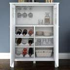 Bush Furniture Broadview Bar Cabinet with Wine Storage in White, (Model: BDS132WH-03)