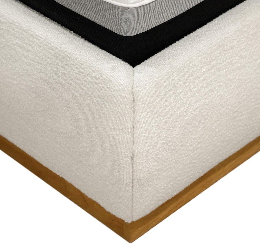 GOWE Bed 1pc Queen Boucle Upholstered Wingback Headboard Bedroom Furniture
