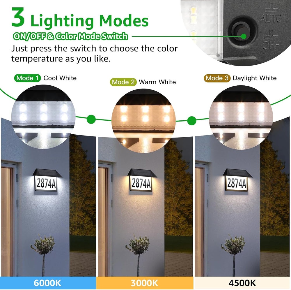 ASOMST Solar Address Sign, Lighted House Numbers Waterproof, 3-Light Modes