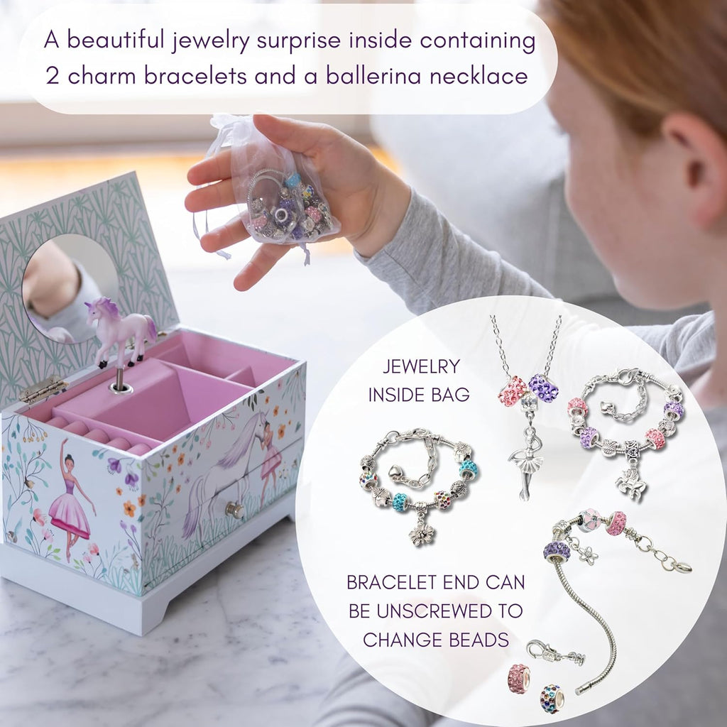 Ballerina Unicorn Kids Jewelry Box for Girls & Little Girls Jewelry Box Organizer - A unicorn music box gift