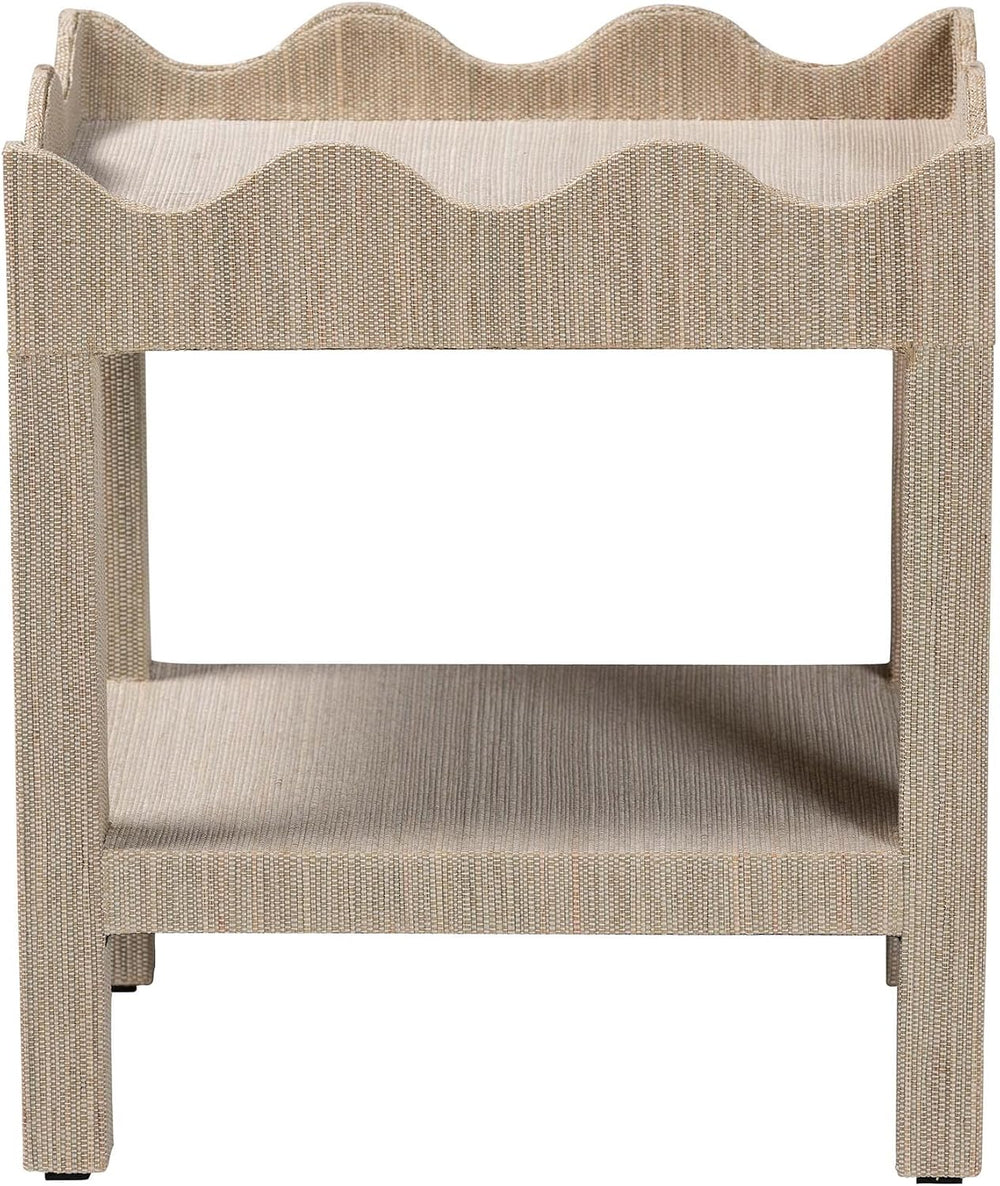 Bali & pari Sebastian Grasscloth Scalloped End Table - 2-Tier Accent Tabl...