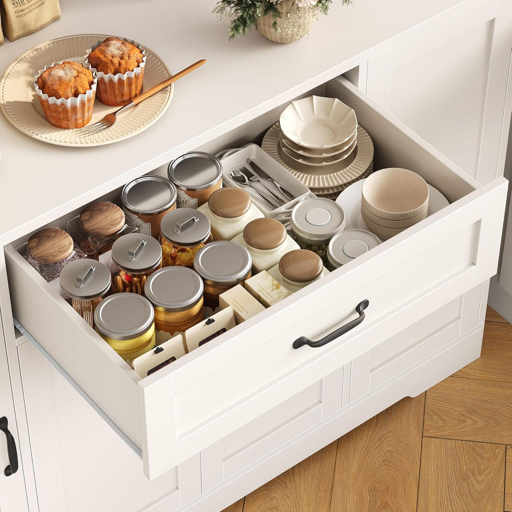 HITHOS 70" LED Kitchen Pantry Cabinet with Charging Station, 47" Wi...