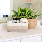 NaturalCozy 13.5”x8.5”x5.5” Storage Baskets for Shelves 3 Pack | Cotton Rope Woven Small Baskets for Organizing | Small Storage Bins for Nursery, Bathroom, Closet, Cube Shelf, Decorative, Gift