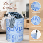 Custom Name Laundry Hamper, Personalized Laundry Basket with Name for Boys Girls Kids Men Women, Customized Name Dirty Clothes Basket Gifts for Clothes Toy Bathroom Bedroom Laundry Room Dorm