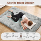 Japanese Floor Futon Mattress Full Size 54"x 80", 2.5'' Thick Foldable Roll Up Floor Bed Sleeping Pad, Foam Filled Tatami Mat with Straps for Guest Room, Dormitory & Camping, Grey