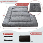 MAXYOYO Japanese Floor Mattress Futon Mattress, 4" Thicken Tatami Mat Sleeping Pad Foldable Roll Up Mat Boys Girls Dormitory Pad Kids Floor Lounger Pillow Bed, Charcoal Grey, Queen Size