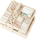 Criusia Drawer Organizer Clothes 12 Pack, Dresser Organizer for Nursery Bedroom Closet Organization and Storage - Baby Clothes Organizer Bins - Drawer Divider for Sock Underwear Bra Ties (Beige)