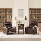 CHITA Wall Hugger Genuine Leather Power Recliner Chair, Dark Brown | Adjustable Power Headrest, USB & Type-C Ports, Compact Electric Recliner for Small Spaces & Living Rooms & RV