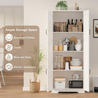 CABIHOME White Pantry Storage Cabinet 60" Tall, 2-Door Adjustable Shelf Cupboard for Kitchen, Bathroom, Living Room - Tall Storage Furniture