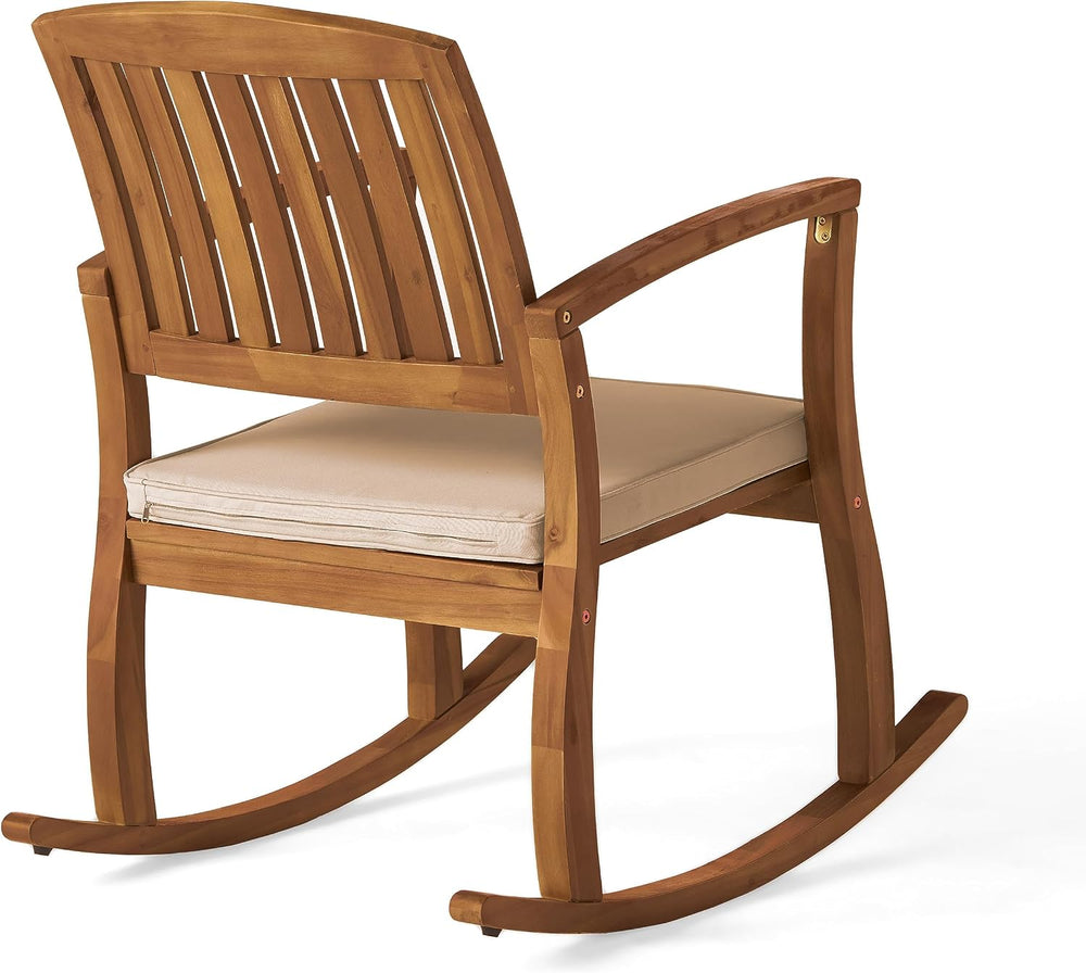 Christopher Knight Home Selma Acacia Rocking Chairs with Cushions, 2-Pcs Set,...