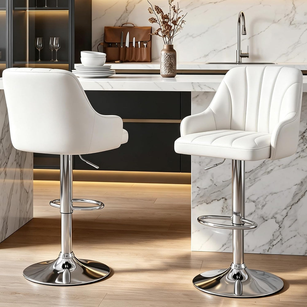 VECELO Bar Stools Set of 2, Adjustable Barstools, Counter Height Stools with ...