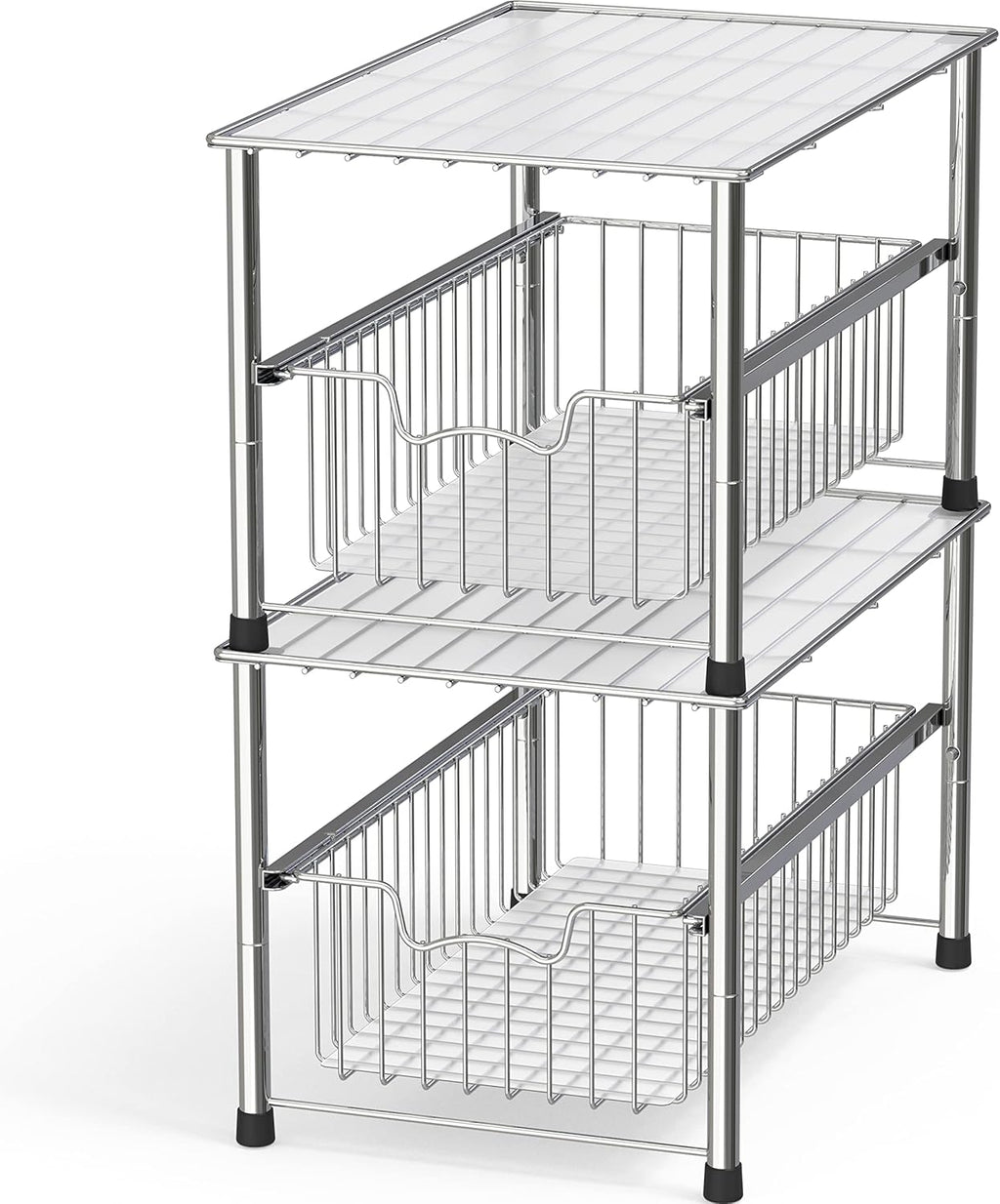 Simple Houseware Chrome Metal Stackable Storage Rack, 16.75 in L x 10.8 in W x 10.25 in H