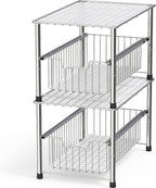 Simple Houseware Chrome Metal Stackable Storage Rack, 16.75 in L x 10.8 in W x 10.25 in H