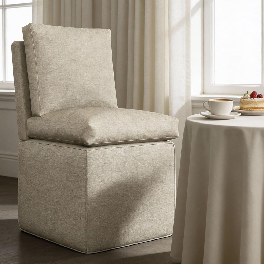BLANKSPACE Upholstered Dining Chairs with Storage, Modern Linen Chairs with C...