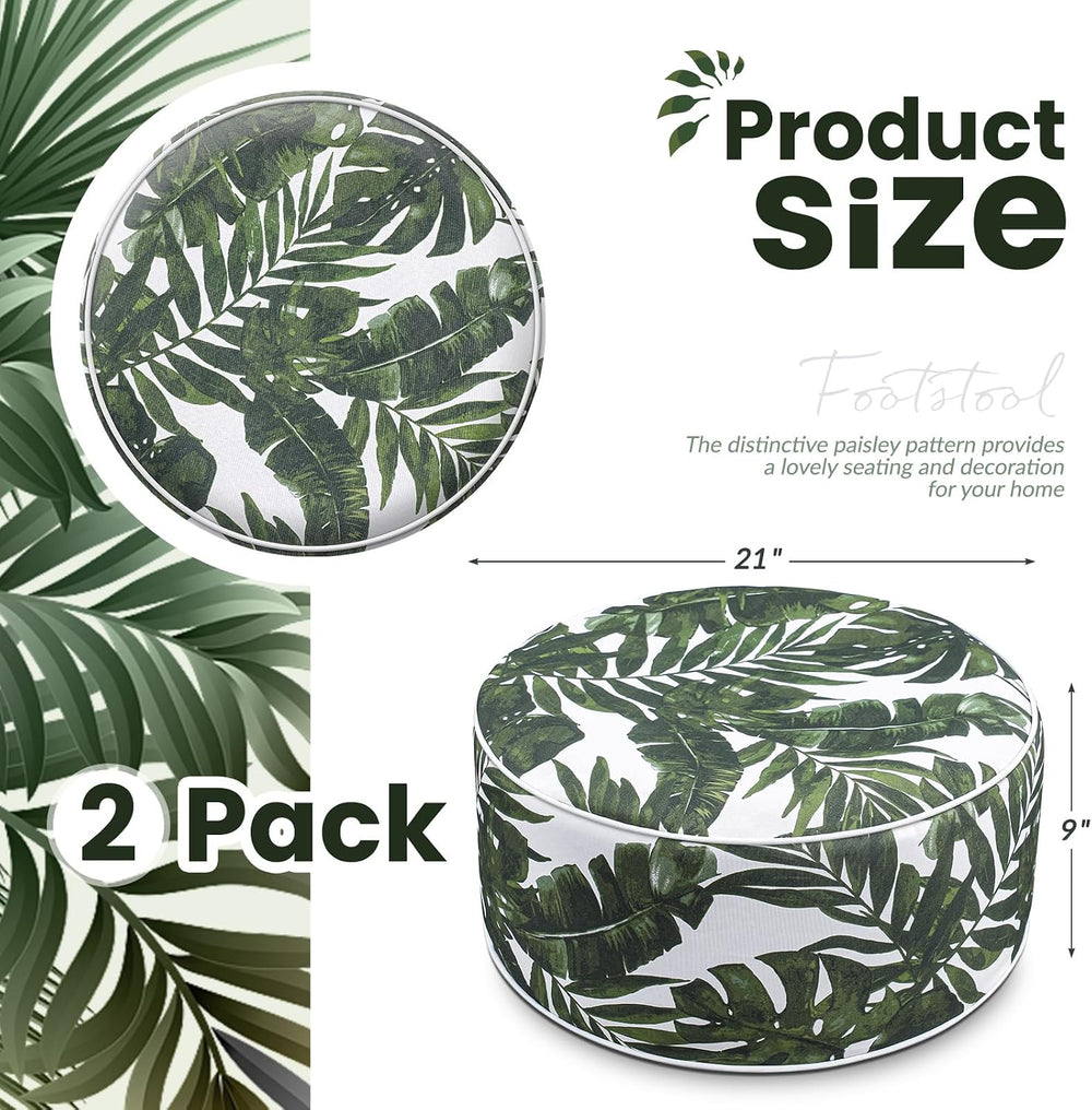 Cinnvoice 2 Pcs Inflatable Outdoor Ottoman Pouf Waterproof Round Footrest wit...
