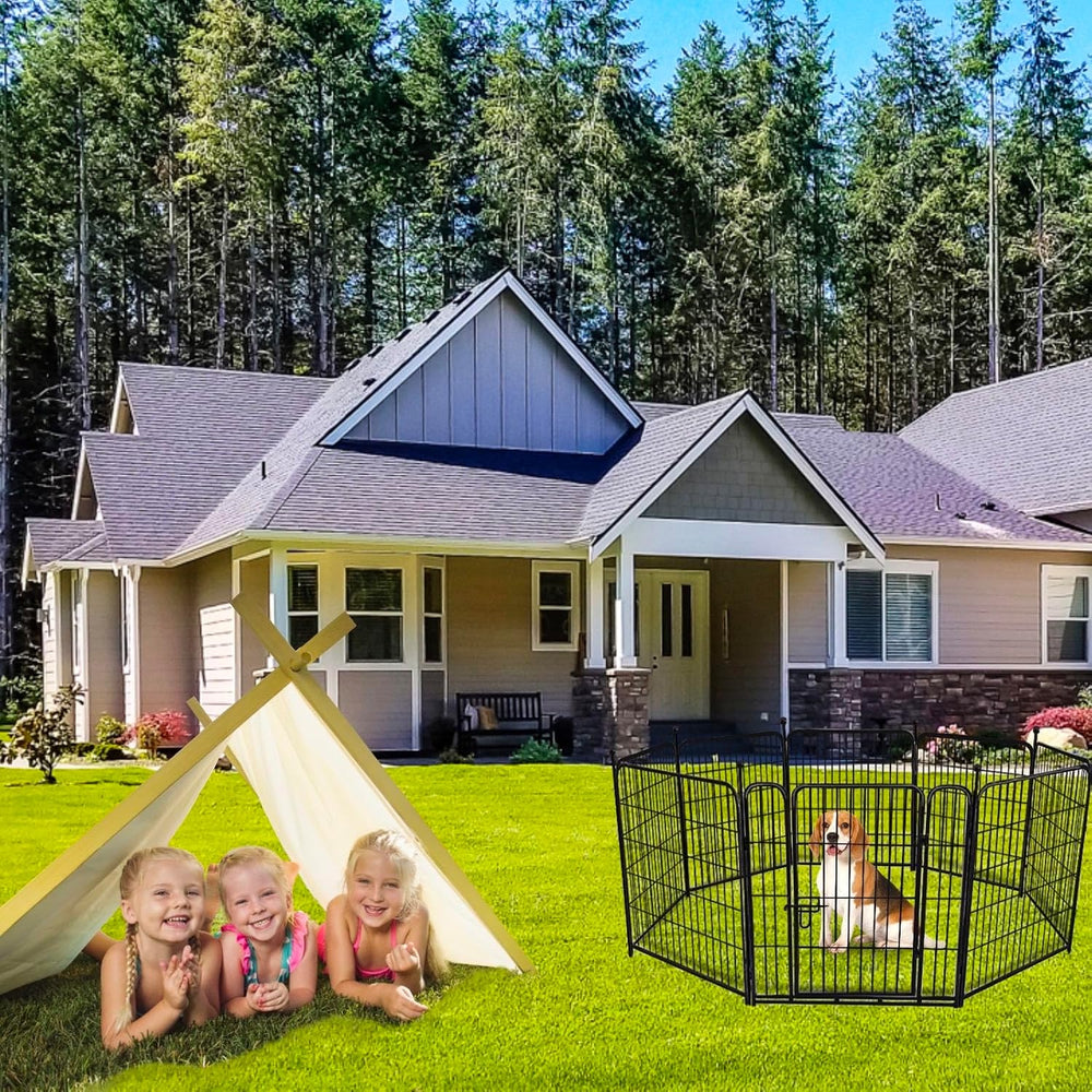 ADAVIN 48in Dog Fence, 4 Panels Tall Garden Fence with Low Threshold Gate
