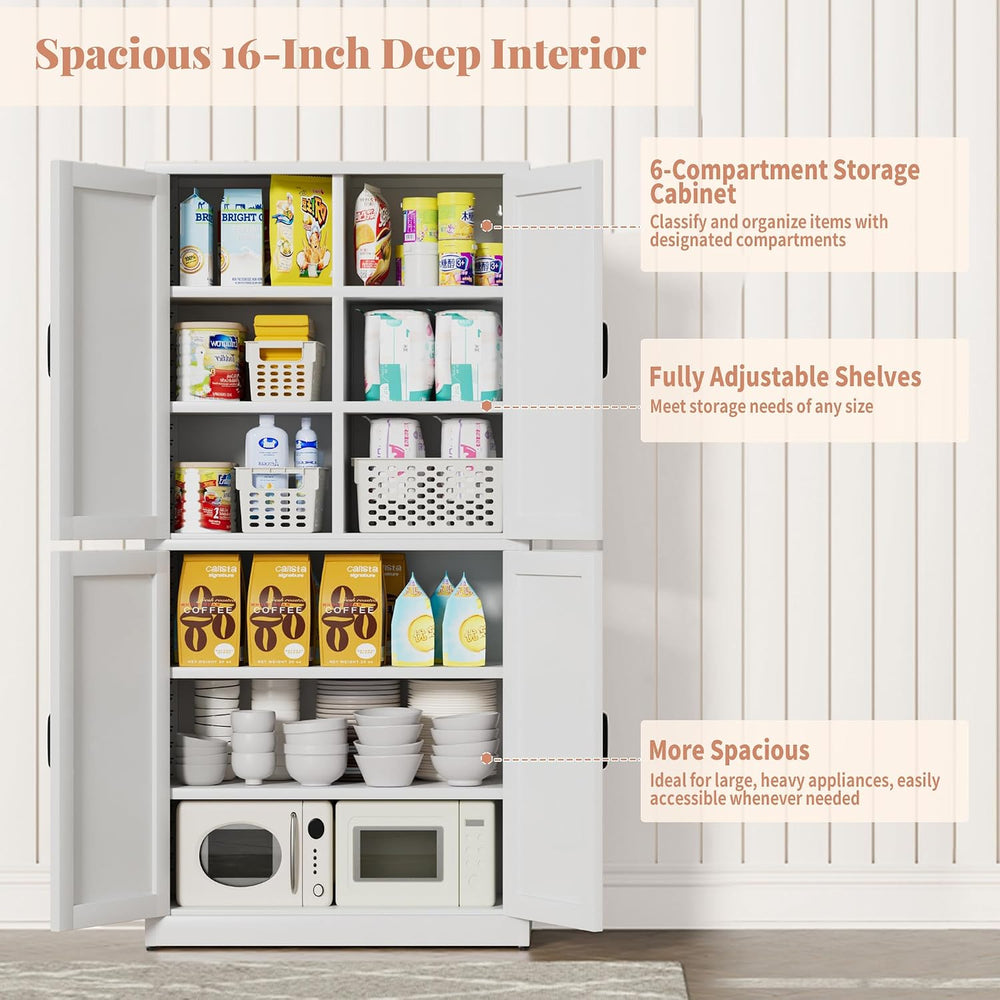 Steel Kitchen Pantry Cabinet with Barn Doors and Adjustable Shelves, Metal Fa...