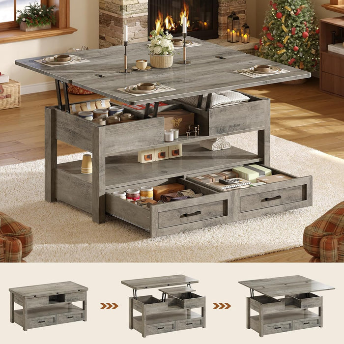 Itaar 40" Farmhouse Lift Top Coffee Table with 2 Drawers for Living Room