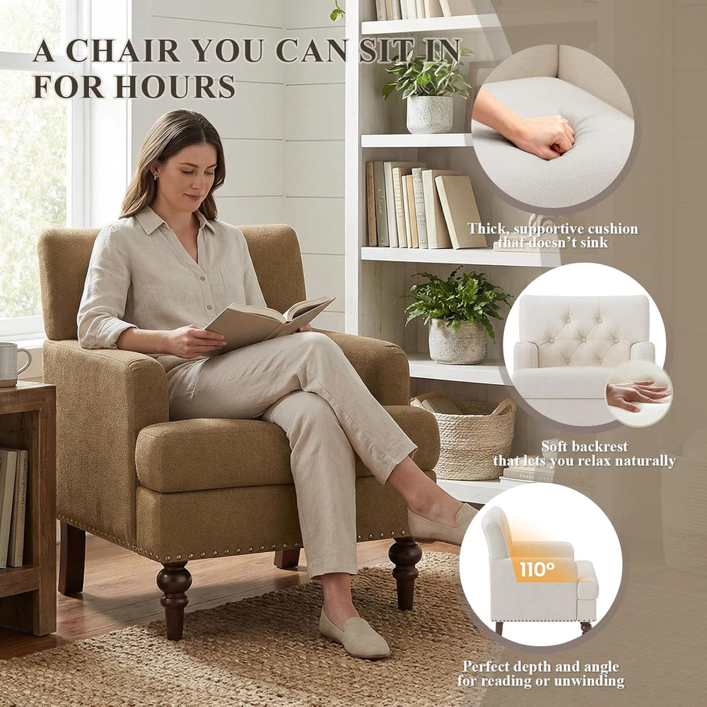 MALOL Upholstered Accent Chair Set of 2, Comfy Reading Chair for Living Room,...