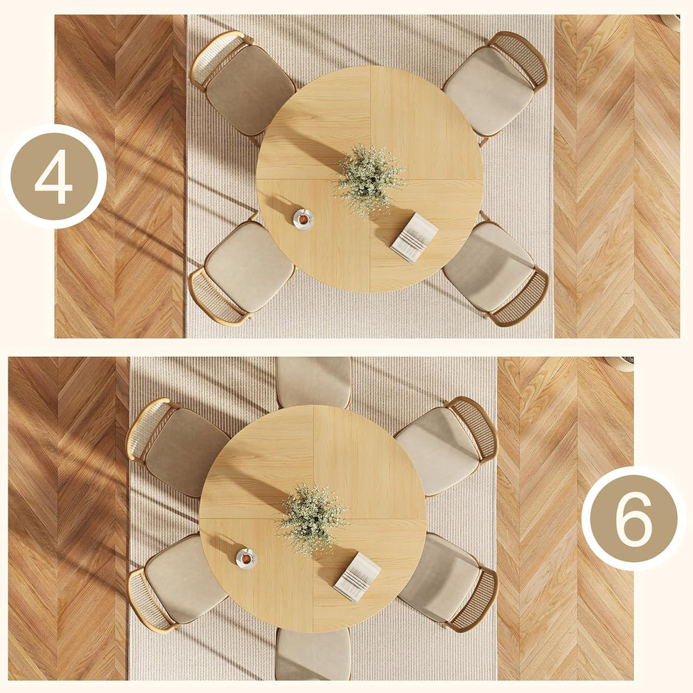 47.2" Round Dining Table for 4-6, Circle Kitchen Table with Open Storage...