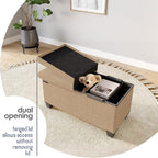 STORAGEBUD Storage Ottoman Bench with Bins, 30-in Storage Bench for Bedroom End of Bed, Folding Foot Rest Ottoman for Living Room Max 660lbs, Fabric Ottomans, Taupe