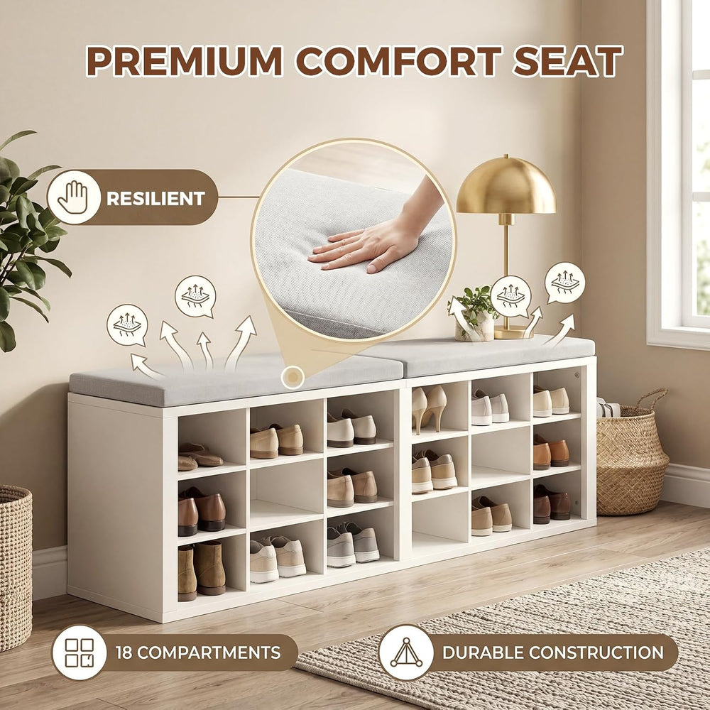 AMONIDA Shoe Storage Bench with Cushion, Entryway Bench with Shoe Storage,18 ...