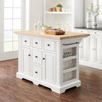 Crosley Furniture Julia Wood Top Kitchen Island with Storage Drawers, Shelves, and Spice Rack, White