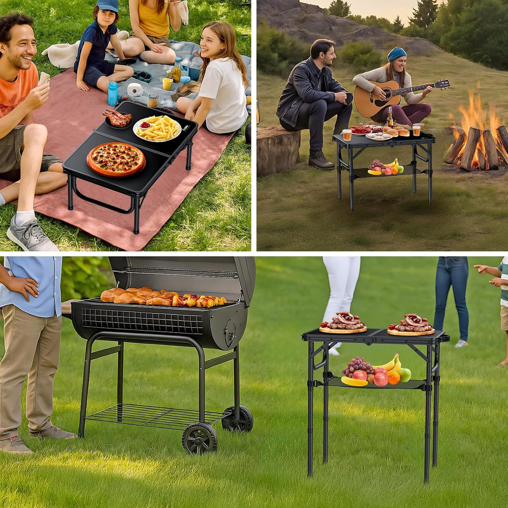 Anbte 2ft Folding Camping Table, 3 Adjustable Heights Small Folding Table | A...
