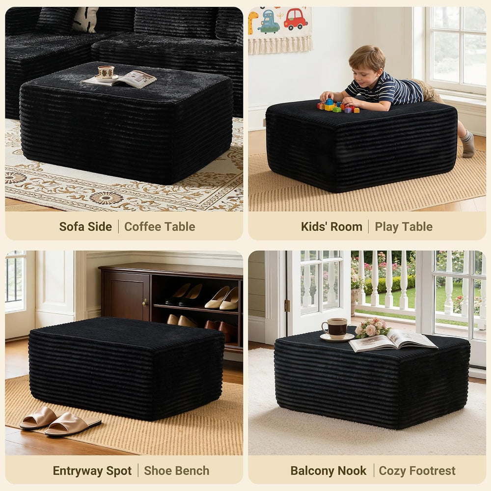 37" Square Cloud Couch Ottoman Footstool, Upholstered Foam Filling Footr...