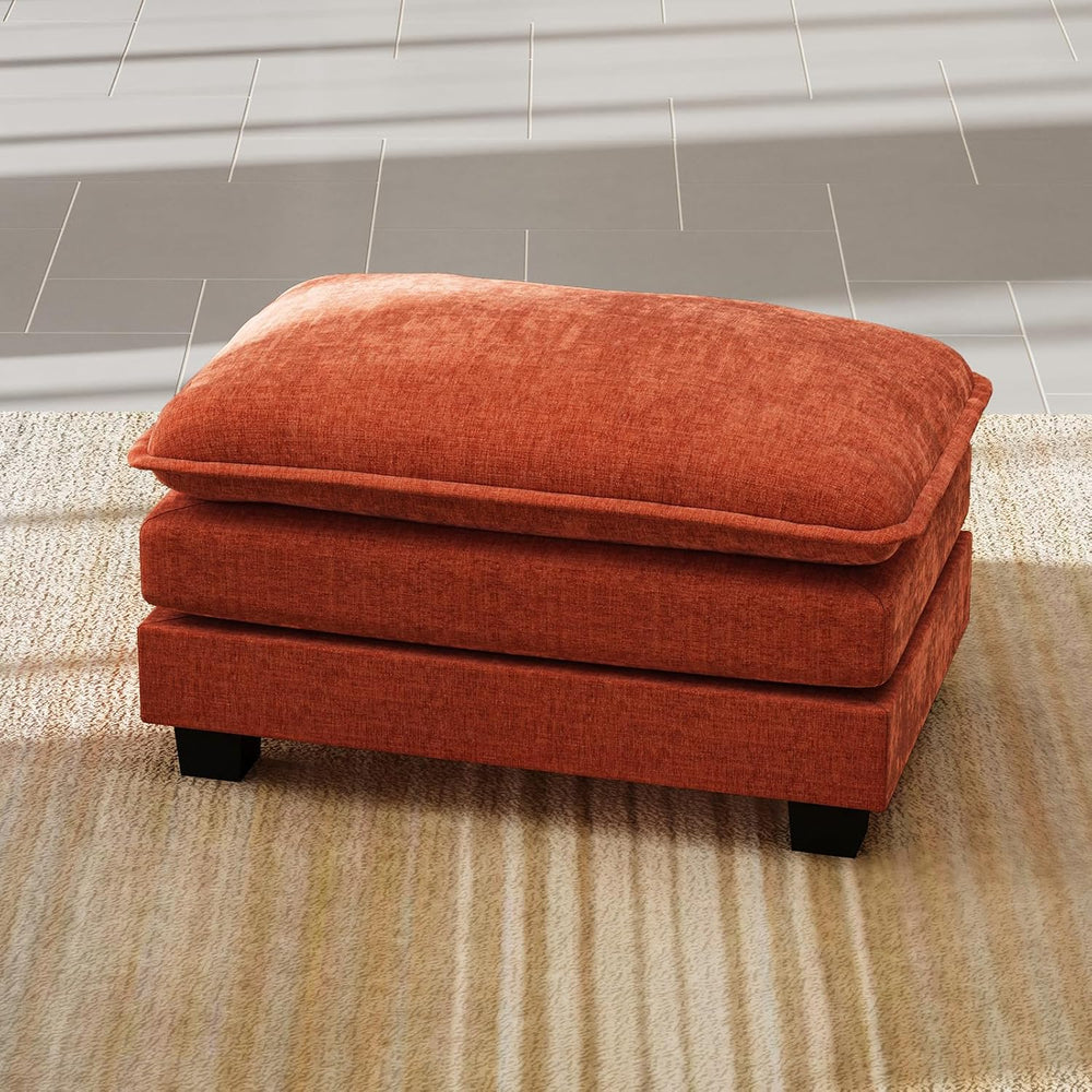 HUSFU Chenille Upholstered Rectangle Ottoman, Foot Stool, Durable Frame, Larg...