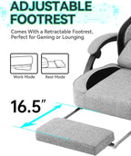Gaming Chair, Computer Office Chair with Foot Rest, Ergonomic Fabric Desk Chair with Adjustable Lumbar Support & Headrest, Comfortable PC Reclining Gaming Chairs for Adults, Silla Gamer 350lbs
