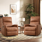HAOMARKETS Swivel Rocker Recliner Chair Set of 2, Manual Faux Leather Glider Rocking Recliners for Adults, 360° Swivel Nursery Reclining Sofa with Padded Backrest for Living Room, Dark Brown