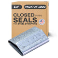 IDL Packaging Closed (Push Type) Seals for 1/2" Strap Width Steel Strapping (Pack of 1000) - Superior Holding Power - Sturdy Metal Clips for Reliable Securing of Packaging Banding