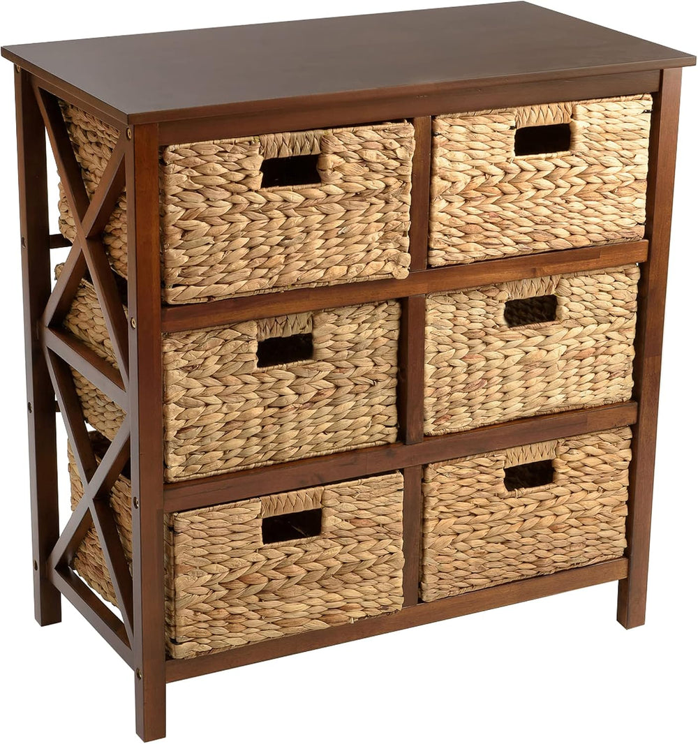 eHemco 3 Tier X-Side End Storage Cabinet, Walnut