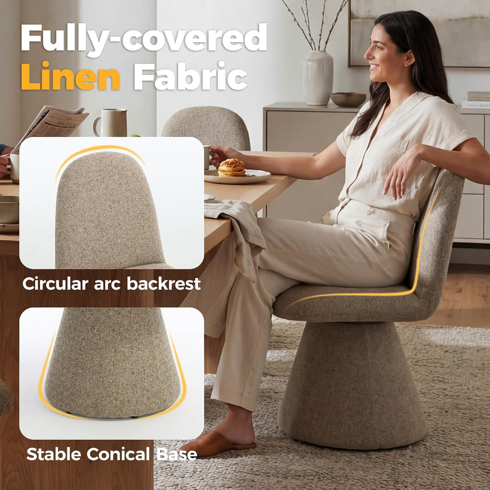 DUOMAY 360° Swivel Dining Chairs Set of 6, Mid Century Modern High Back Linen...