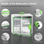 Glosen Medicine Cabinet Locking Medicine Cabinet Wall Mounted【 Green 13.6 x 13.4 x 6.5 Inch 】 Portable Storage Container Big Capacity