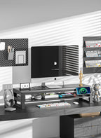 2-Tier Metal Computer monitor stand Laptop Desk Shelf & Monitor Riser ，27.55 inches long desk riser ,22W charging power, 2 USB 3.0 ports, and 1 USB 2.0 port Monitors/PC/Laptop/Computer Space Saver Organizer(USB Hub Fast Charging Version, Two-layer 700mm)
