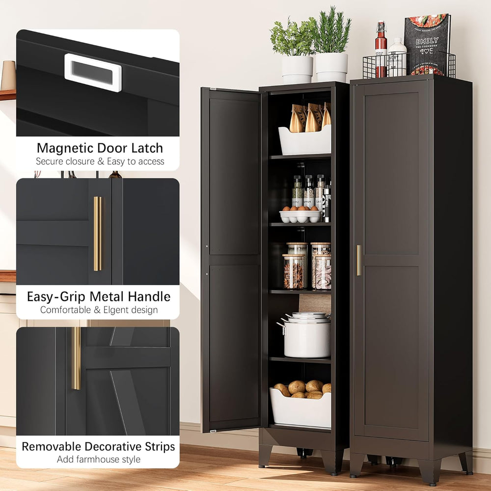 Bevivog Tall Narrow Storage Cabinet, 67" Single Door Metal Storage Locke...