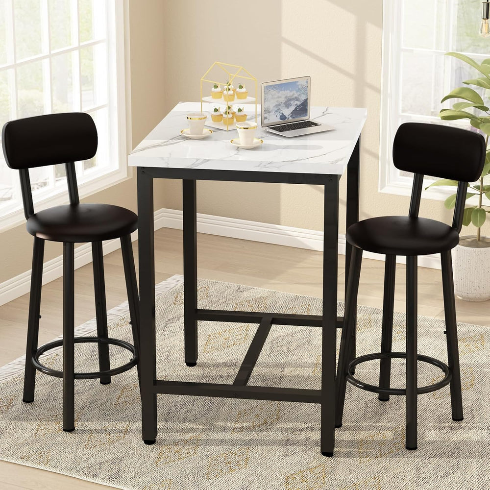 DKLGG Dining Table Set for 2, 24" Square Kitchen Table and Chairs Set wi...