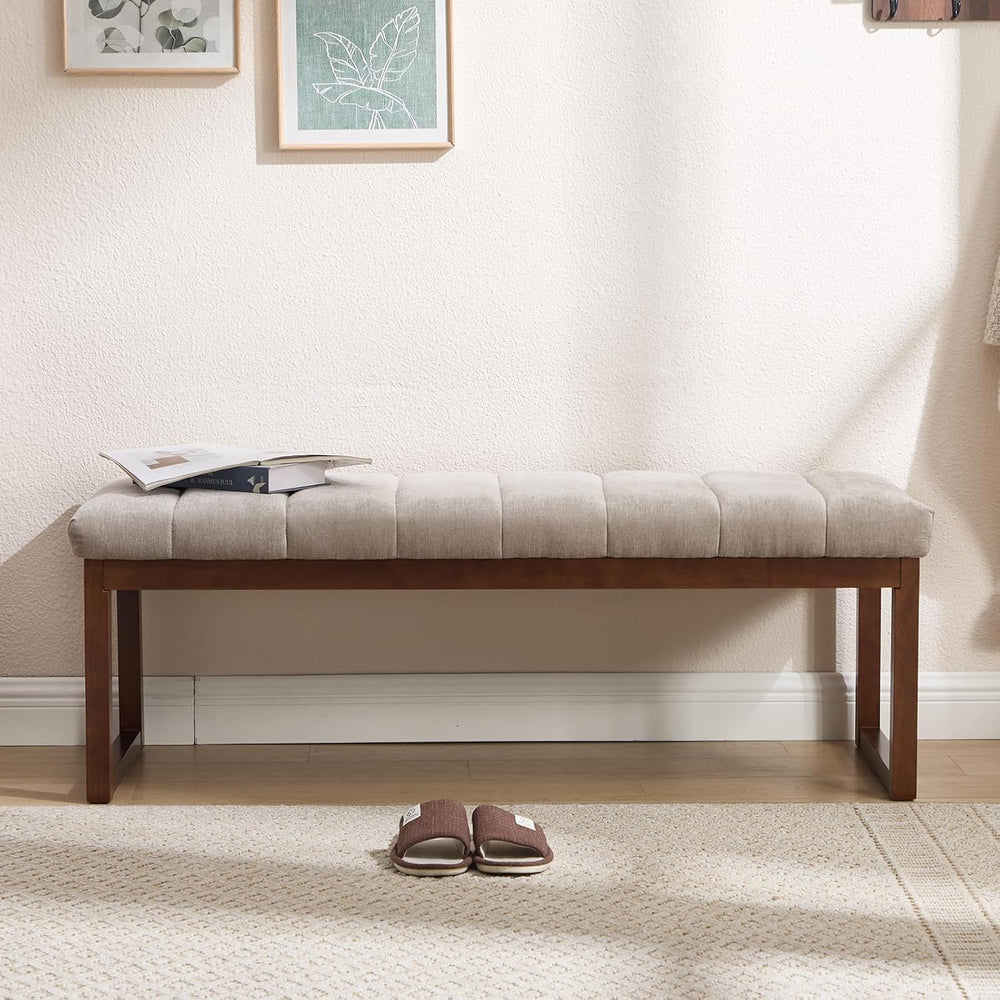 Bedroom Bench for End of Bed, 53.2" Modern Upholstered Chenille Fabric E...