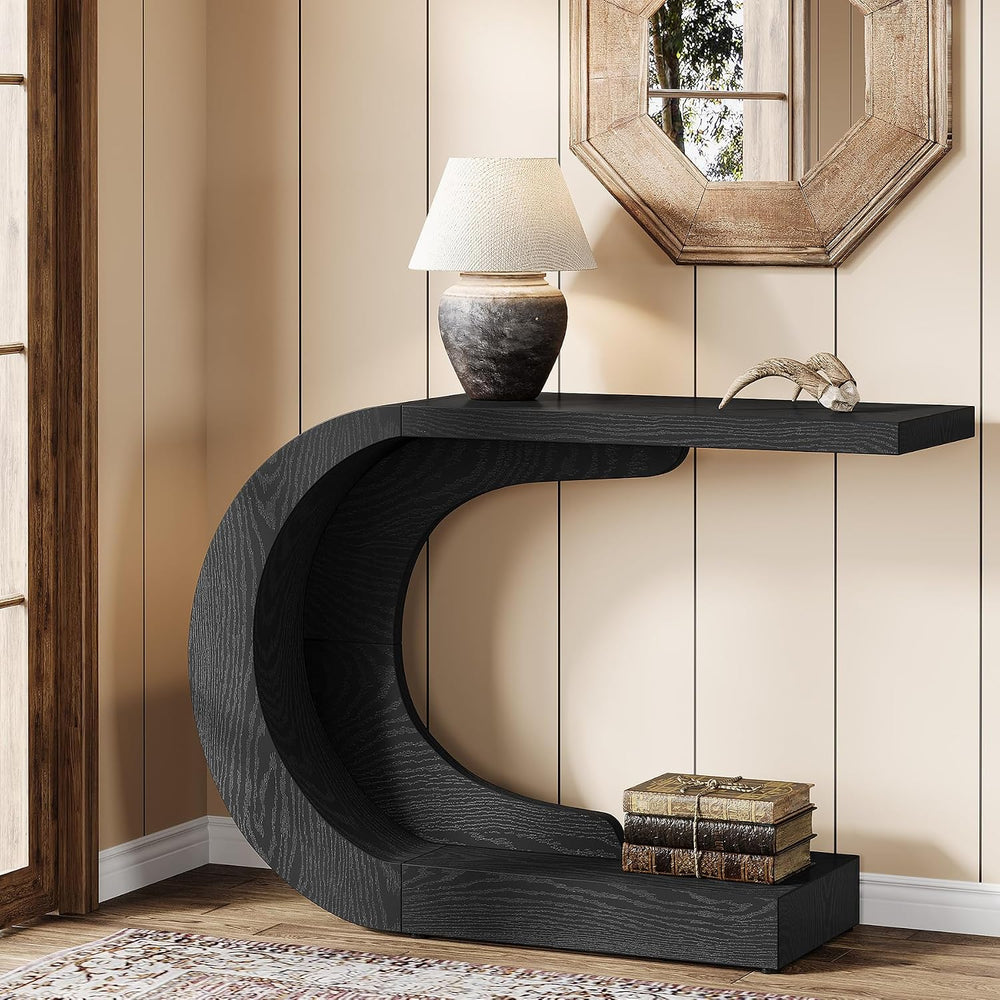 Tribesigns 43.3" Farmhouse Console Table for Entryway, Unique C-Shaped R...