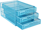 Annova Desk Organizer Wire Mesh 3 Tier Sliding Drawers Paper Sorter/Multifunctional/Premium Solid Construction for Letters, Documents, Mail, Files, Paper, Kids' Art Supplies (Blue)