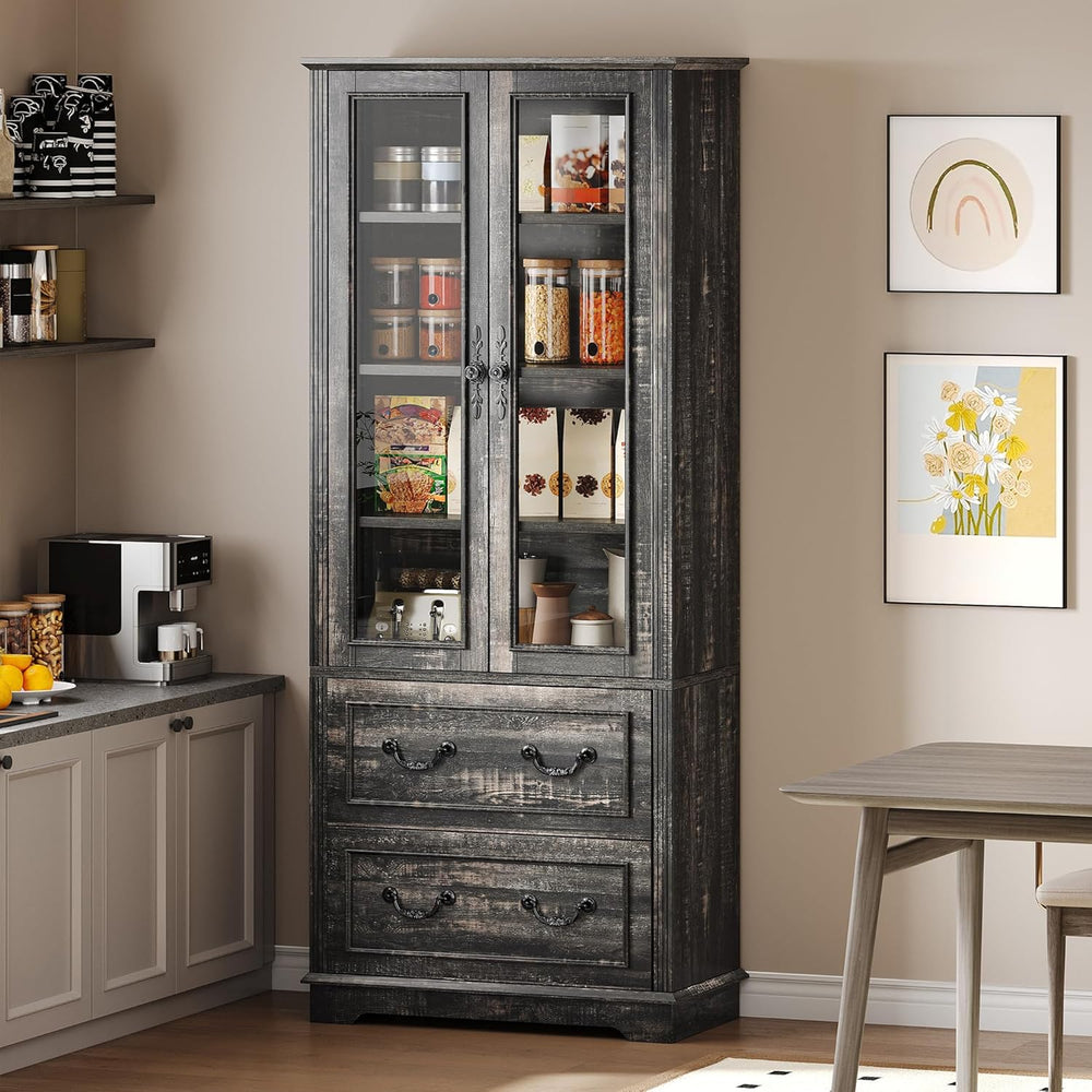 YITAHOME 76'' Kitchen Pantry Cabinet with 2 Drawers, Tall Storage Cab...
