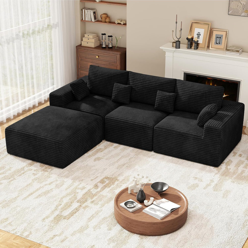 113" L-Shaped Couch, Modern Modular Sectional Sofa with Deep Seat, Conve...